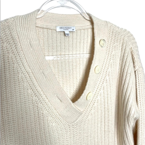Equipment | Nigel Ivory Button Sweater Wool Cashmere Small - Picture 5 of 7